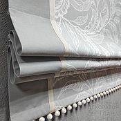 Римская штора с кантом из льна серого цвета