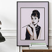 Картины и панно handmade. Livemaster - original item Cross stitch Audrey Hepburn. Handmade.
