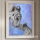 Oil painting White Tigers 18*24 cm, Pictures, Zaporozhye,  Фото №1