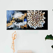 Картины и панно handmade. Livemaster - original item Two paintings: abstraction and textured flower. Handmade.