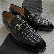 Обувь ручной работы handmade. Livemaster - original item Men`s loafers, crocodile leather, black.. Handmade.