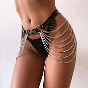 Garters with handcuffs thigh retainers made of genuine leather