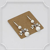 Украшения handmade. Livemaster - original item Earrings with white agate Bows. Handmade.