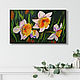Painting Daffodils Oil Painting Flowers for Interior on black background. Pictures. Yulia Berseneva ColoredCatsArt. My Livemaster. Фото №4