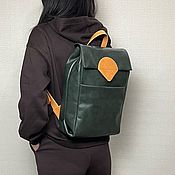 Сумки и аксессуары handmade. Livemaster - original item Gloria backpack made of genuine leather in the color emerald orange. Handmade.