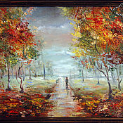 Картины и панно handmade. Livemaster - original item Oil painting in frame CHILDHOOD. Autumn in the Park. Handmade.