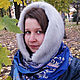 Капор-платок с мехом норки "Царевна", снуд, хомут, шарф,  купить. Шарфы. Мастерская Сornflower (Mehovi4ok). Ярмарка Мастеров.  Фото №4