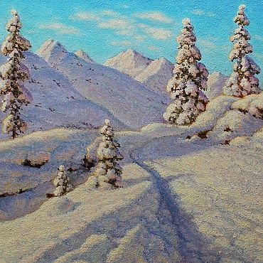 Картины и панно ручной работы. Ярмарка Мастеров - ручная работа Картина зимний пейзаж маслом на холсте Картины маслом пейзажи. Handmade.