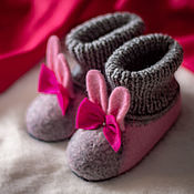 Обувь ручной работы handmade. Livemaster - original item Felted Baby Bunnies, pink. Handmade.