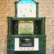 Bio-fireplace with tiles in the tavern
