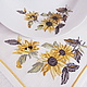 Napkin with embroidery `Sunflowers` inspired by Japanese dinner service. ` Sulkin house` embroidery workshop
