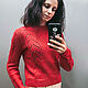 Red jumper with openwork inserts, Jumpers, Sochi,  Фото №1