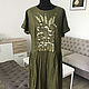 Linen sundress with hand embroidery ' Khaki-grass', Dresses, Vinnitsa,  Фото №1