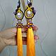 Earrings - brush soutache ' Sun beam', Tassel earrings, Blagoveshchensk,  Фото №1