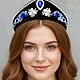 Кокошник для волос синий. Ободки. Ирина (jewelry). Интернет-магазин Ярмарка Мастеров.  Фото №2