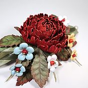 Украшения handmade. Livemaster - original item Peony Dali Handmade Braided Leather Bracelet with Flowers. Handmade.