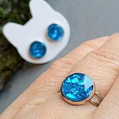 Украшения handmade. Livemaster - original item Ring and stud earrings.Blue Mother of pearl. Handmade.