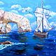 Картина Море парусник масло морской пейзаж мыс Фиолент море горы скалы, Картины, Череповец,  Фото №1