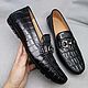 Men's moccasins made of embossed crocodile skin, black color!. Moccasins. SHOES&BAGS. My Livemaster. Фото №4