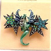Винтаж handmade. Livemaster - original item Brooch / pendant Dragon flying through the stars, Kirks Folly, USA. Handmade.