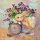 Oil painting on canvas. Time rabbits. Pansy. Rabbit, Pictures, Moscow,  Фото №1