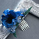 Blue comb in her hair with silk flowers. Comb. Missberry.me. Online shopping on My Livemaster.  Фото №2