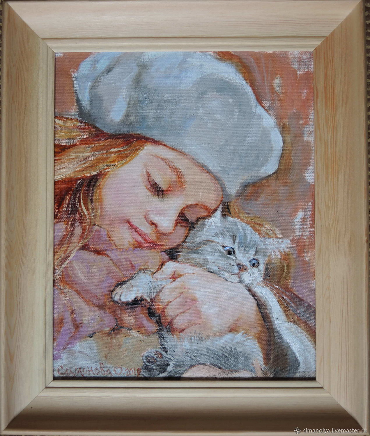 Девочка с котенком. Художник Симонова Ольга.(Olga Simonova):. Художник Симонова Ольга Георгиевна. Картины художница Симонова Ольга Георгиевна.. Художник Ольга Георгиевна Симонова кот.