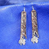 Украшения handmade. Livemaster - original item Long leather earrings Clover. Handmade.