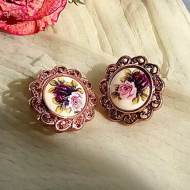 Винтаж ручной работы. Ярмарка Мастеров - ручная работа Винтаж: Клипсы винтаж 1928 Jewelry Хозяйка поместья под розовое золото. Handmade.