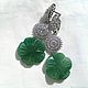 'Water lilies' Earrings long with carved Aventurine. Earrings. Dorida's Gems (Dorida-s-gems). My Livemaster. Фото №5