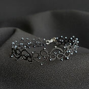 Украшения handmade. Livemaster - original item Lace bracelet frivolite black. Thin openwork bracelet. Handmade.