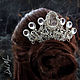 Гребень с камнем корона свадебный под серебро  "White Queen", Гребень, Санкт-Петербург,  Фото №1