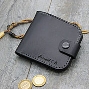 Сумки и аксессуары handmade. Livemaster - original item Folding wallet made of genuine leather with a button. Handmade.