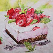 Картины и панно ручной работы. Ярмарка Мастеров - ручная работа Strawberries and souffle. Handmade.