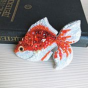 Украшения handmade. Livemaster - original item Brooch-pin Fish Kameta Embroidered brooch Gift to a girl. Handmade.