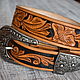 Women's belt made of leather with tisneniem1. Straps. Finist (tisneniekozhi). Online shopping on My Livemaster.  Фото №2