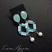 Украшения handmade. Livemaster - original item Light Blue Summer Pearl and Pearl Earrings.. Handmade.