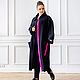 Designer coat made of Italian wool black ribbed with trim, Coats, Novosibirsk,  Фото №1
