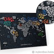 Дизайн и реклама ручной работы. Ярмарка Мастеров - ручная работа Mapa de Scratch Travel map Letters World. Handmade.
