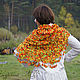 Knitted shawl scarf for women gift fishnet Orange Autumn. Shawls. Джемпера, шапки, палантины от 'Azhurles'. My Livemaster. Фото №5