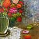 Oil painting flowers tulips colorful bouquet in vase. Pictures. Art Gallery by Natlya Zhdanova. My Livemaster. Фото №6
