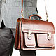 Men's leather briefcase 'Optima-2' brown. Men\'s bag. Russian leather Guild. My Livemaster. Фото №6