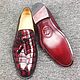 Order Loafers for men, with tassels, crocodile skin, Burgundy color. SHOES&BAGS. Livemaster. . Loafers Фото №3
