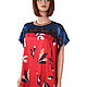 Красно-синее нарядное  летнее платье штапель  "Bleu-rouge", Платья, Колмар,  Фото №1