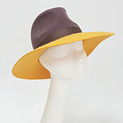 Аксессуары handmade. Livemaster - original item Fedora Two-tone Hat. Cappuccino color /Yellow. Handmade.