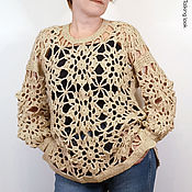 Одежда handmade. Livemaster - original item Openwork crocheted sheep wool jumper. Handmade.