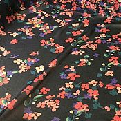 Материалы для творчества handmade. Livemaster - original item Fabric: Chiffon Italy flowers on black.. Handmade.
