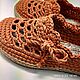 Knitted fishnet slip-ons, orange cotton. Sleepers. florina34. My Livemaster. Фото №4