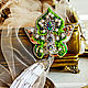 A beaded brooch East. Embroidered brooch, green silver white. Brooches. LADY-LIZA jewelry shop. My Livemaster. Фото №4