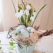 Цветы и флористика handmade. Livemaster - original item Easter composition with snowdrops. Handmade.
